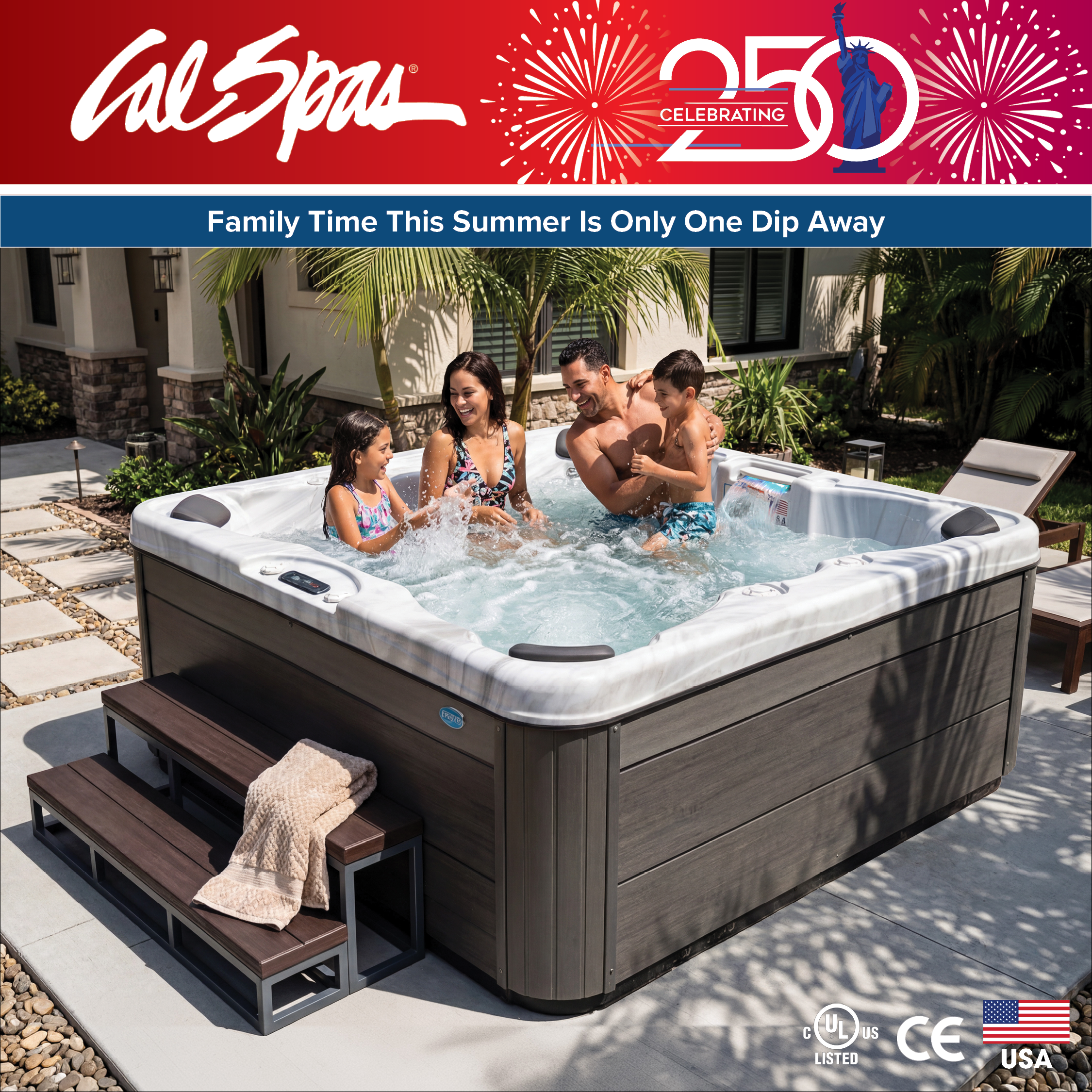 Calspas hot tub being used in a family setting - Hoffman Estates